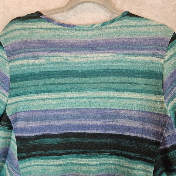 Striped Asymmetrical Hem 3/4 Sleeve Tunic Top 1X CJ Banks Polyester/Spandex Mult - Picture 7 of 12